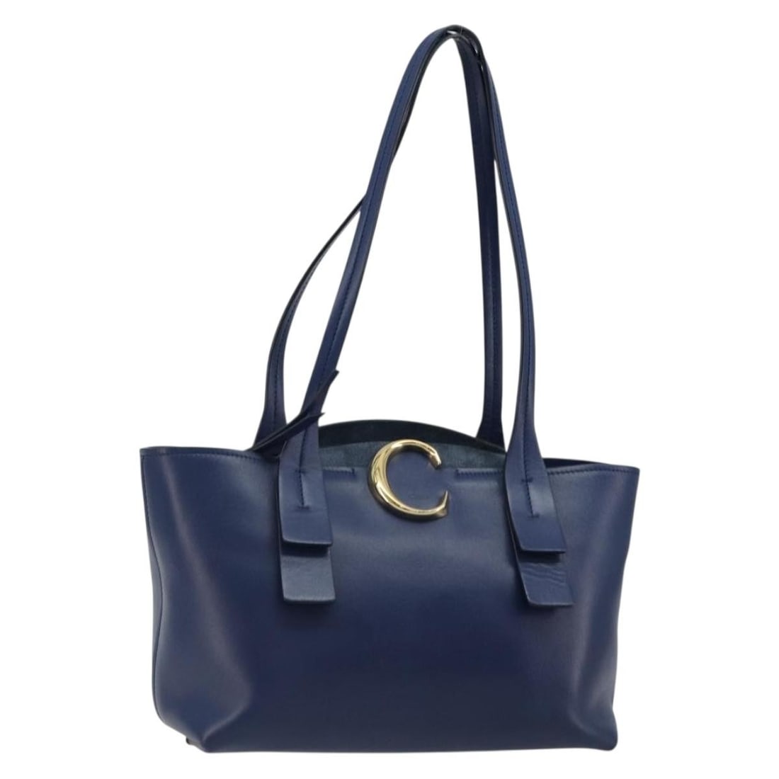Chloe Blue Gold Leather Tote Bag Made in Italy: Chloe Blue Gold Leather Tote Bag Made in Italy Authentic Chloe tote bag in blue leather with gold-tone accents. Made in Italy, this women's tote is offered without the original box or dust bag and inc