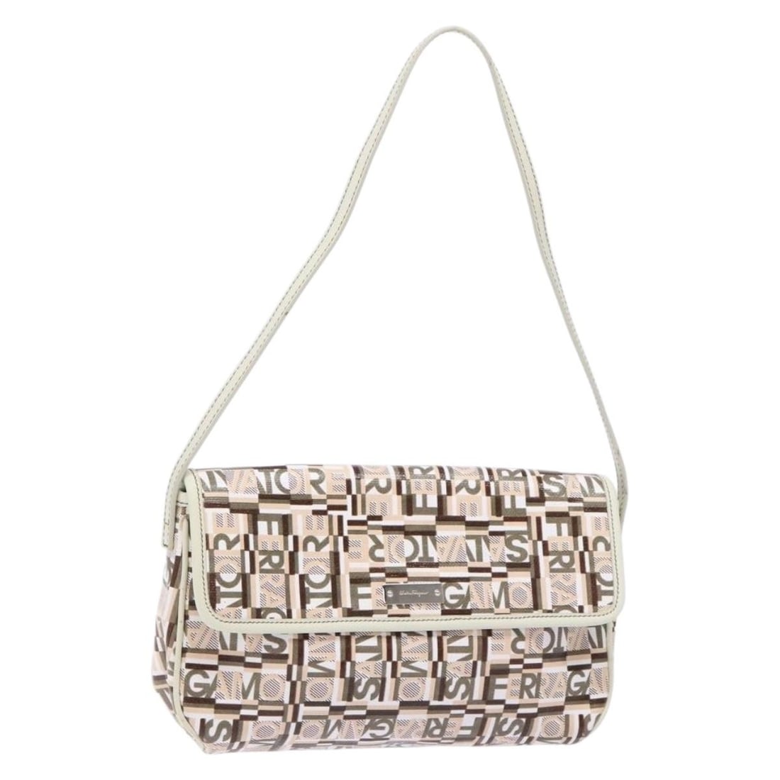 Salvatore Ferragamo Beige Silver PVC Accessory Pouch Auth BA5509: Salvatore Ferragamo Beige Silver PVC Accessory Pouch Auth BA5509 Elevate your accessory game with this Salvatore Ferragamo Accessory Pouch. Crafted from durable PVC leather, this stylish pouch feature