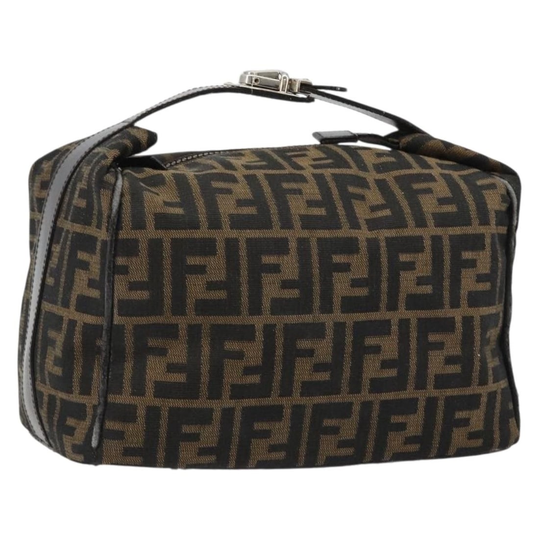 FENDI Zucca Canvas Hand Bag in Black Brown: FENDI Zucca Canvas Hand Bag in Black Brown FENDI women's hand bag in Zucca canvas with a black and brown exterior. Made in Italy, this bag measures approximately 25 cm W x 17 cm H x 16 cm D, with a ha