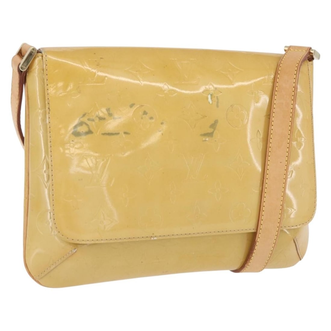 Louis Vuitton Thompson Street Shoulder Bag Beige Patent Leather M91301: Louis Vuitton Thompson Street Shoulder Bag Beige Patent Leather M91301 This Louis Vuitton Thompson Street shoulder bag in beige Monogram Vernis patent leather features a sleek and elegant design, idea