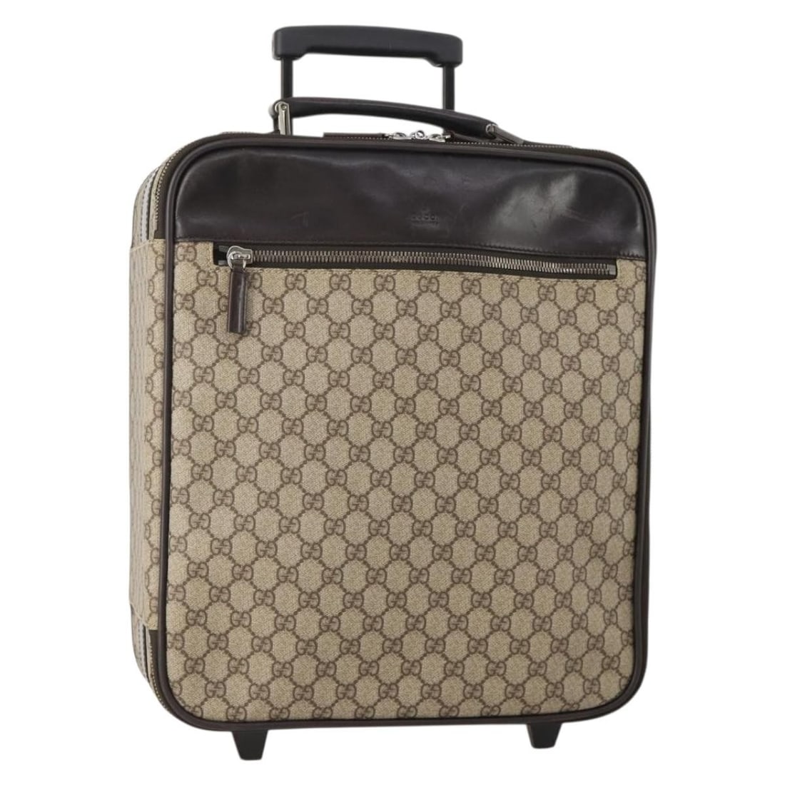 Gucci 101678 GG Supreme PVC Leather Suitcase Beige Silver: Gucci 101678 GG Supreme PVC Leather Suitcase Beige Silver A Gucci suitcase in beige and silver, made in Italy from PVC leather and GG canvas. It features a handle drop of approximately 3 cm and comes 