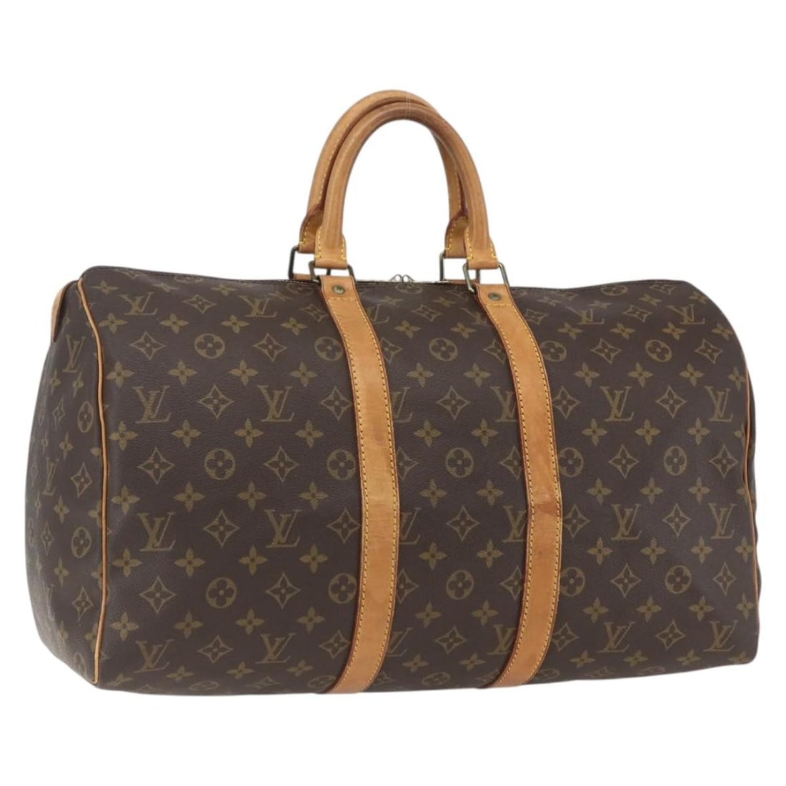 Louis Vuitton Keepall 45 Monogram Canvas Boston Bag M41428 France: Louis Vuitton Keepall 45 Monogram Canvas Boston Bag M41428 France This is a Louis Vuitton Monogram Keepall 45 Boston Bag, model M41428. Crafted from signature monogram canvas, the bag features a spaci
