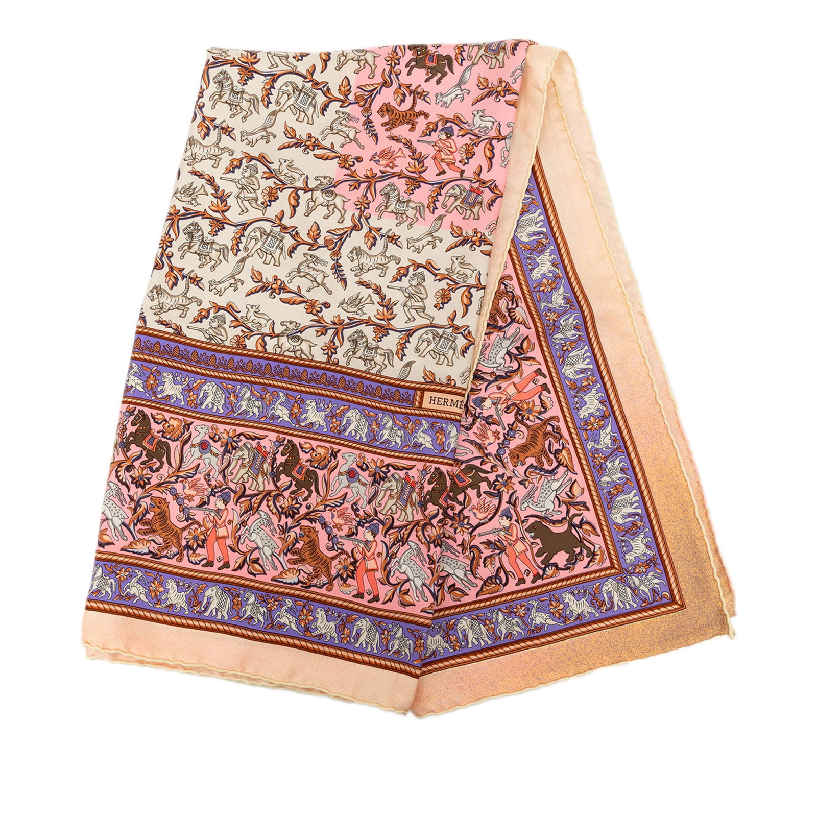 Hermes Chasse en Inde 90 White Silk Scarf (1 of 6)