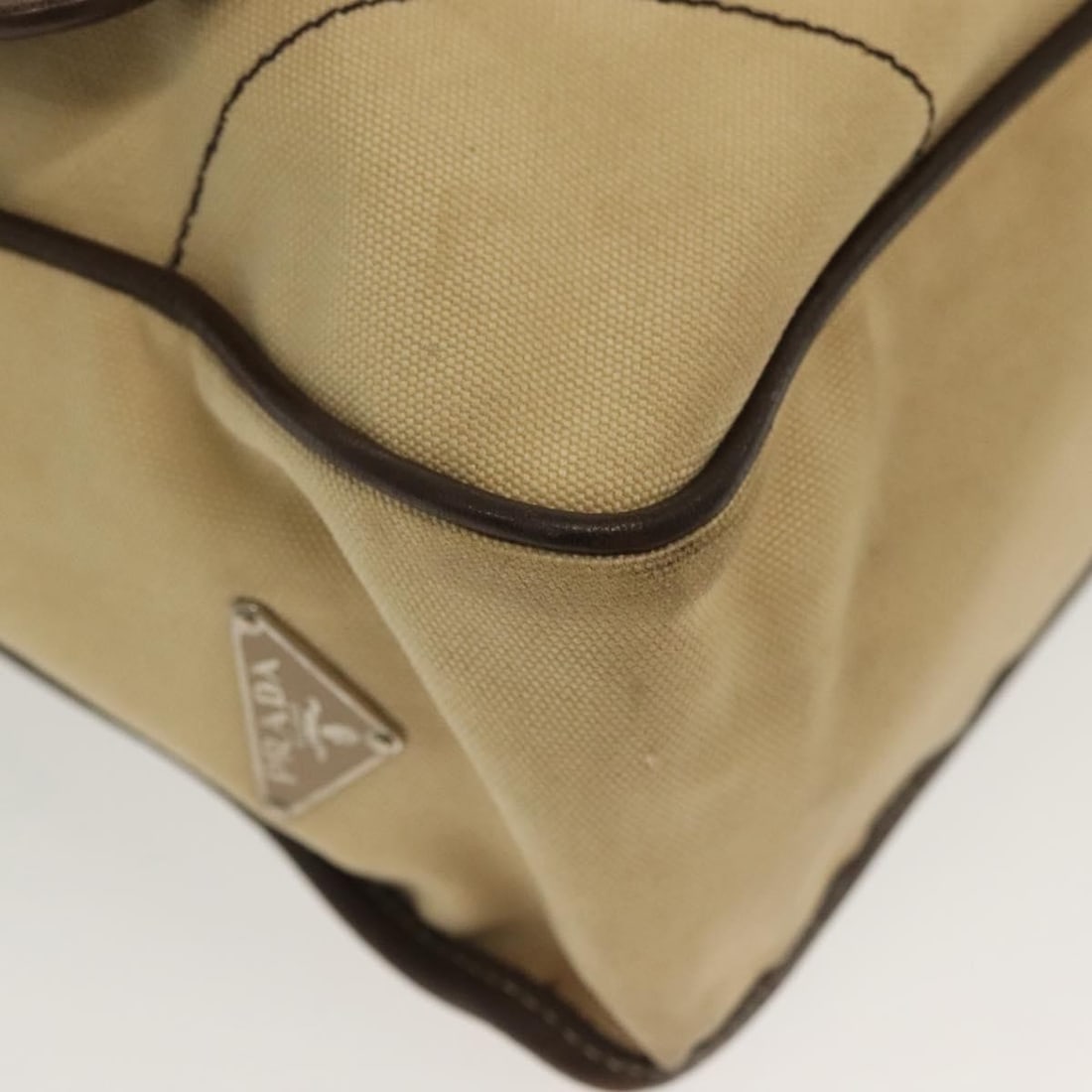 Prada Vintage Beige Canvas Shoulder Bag - 12