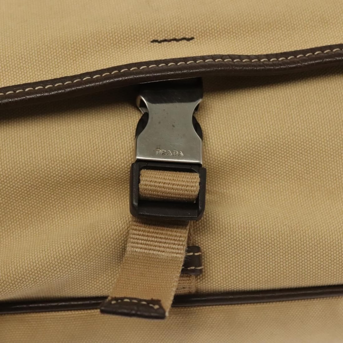 Prada Vintage Beige Canvas Shoulder Bag - 15