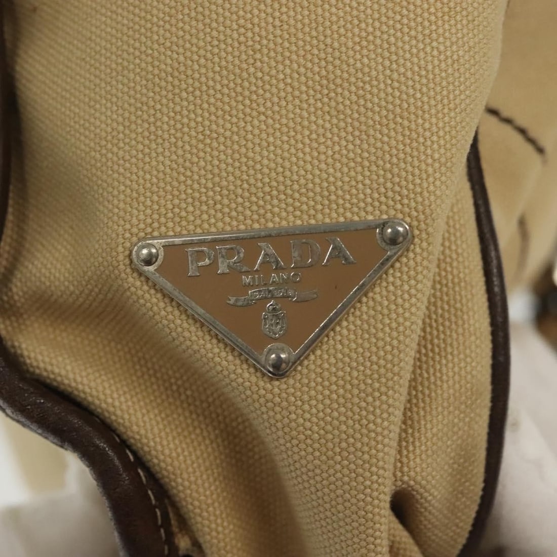 Prada Vintage Beige Canvas Shoulder Bag - 16