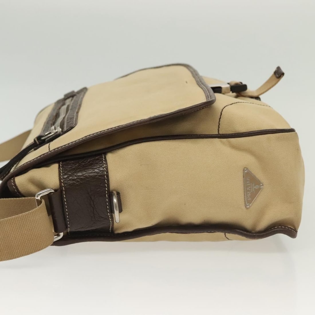 Prada Vintage Beige Canvas Shoulder Bag - 4