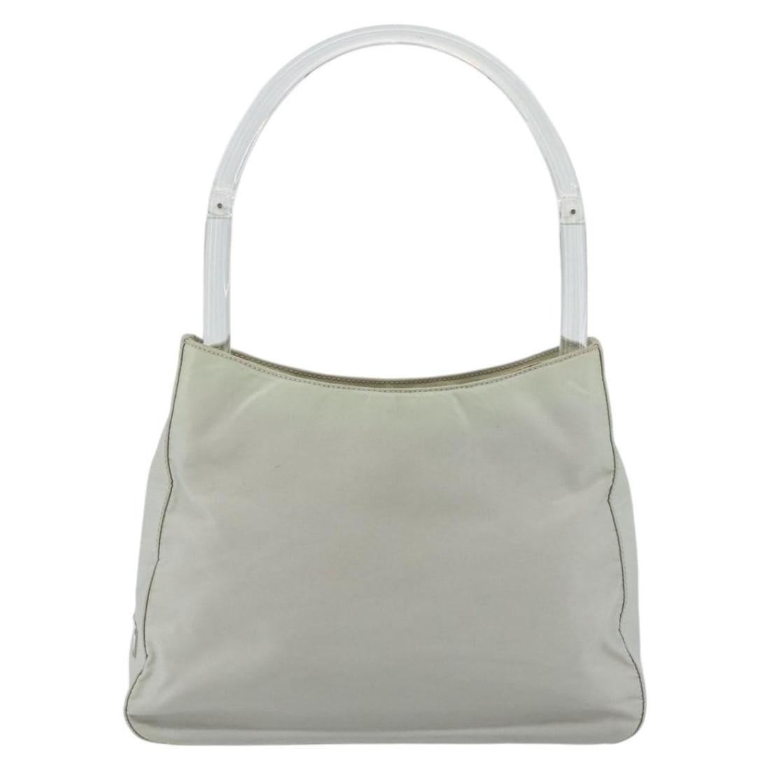 Prada Resin Handle Clear Nylon Shoulder Bag: Prada Resin Handle Clear Nylon Shoulder Bag This Prada Resin handle shoulder bag features a clear nylon exterior and is designed for unisex use. The bag is crafted in Italy and includes a distinctive