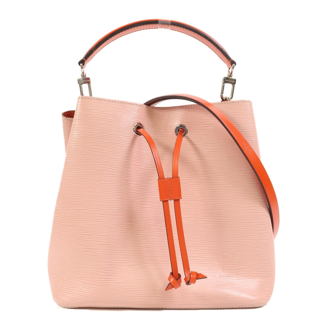 Louis Vuitton Neo Noe MM Epi Calfskin 2 Way Bag Rose Ballerine: Louis Vuitton Neo Noe MM Epi Calfskin 2 Way Bag Rose Ballerine Louis Vuitton Neo Noe MM 2-way shoulder bag in Epi calfskin with a pink Rose Ballerine colorway. This women's bag features a structured b