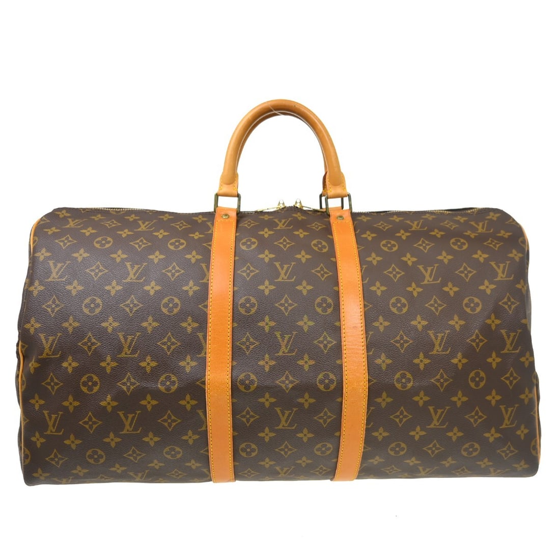 Louis Vuitton Keepall Unisex Brown Monogram Canvas Bag: Louis Vuitton Keepall Unisex Brown Monogram Canvas Bag Louis Vuitton Keepall in brown monogram canvas. This unisex travel bag is made in France and remains in good condition, with visible wear includi