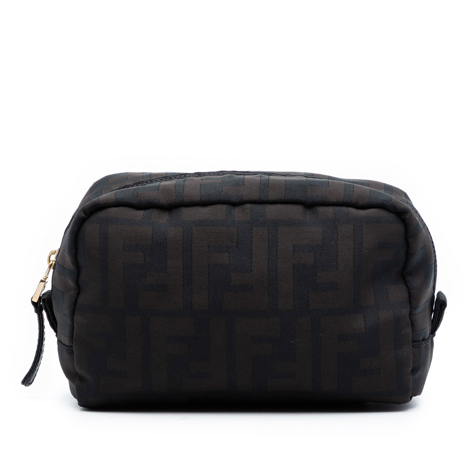 Fendi Zucca Brown Canvas Zip Pouch Made in Italy: Fendi Zucca Brown Canvas Zip Pouch Made in Italy Fendi Zucca canvas pouch with a zip-top closure. Made in Italy, this compact small leather goods piece is finished in brown fabric and shows visible we