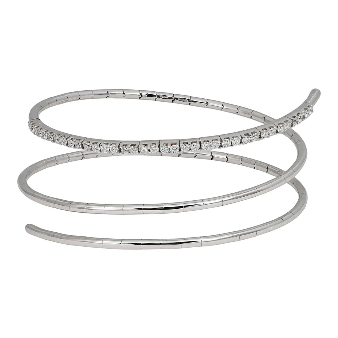 Crivelli 18K White Gold Diamond Spring Wrap Bracelet 0.75ctw (1 of 4)