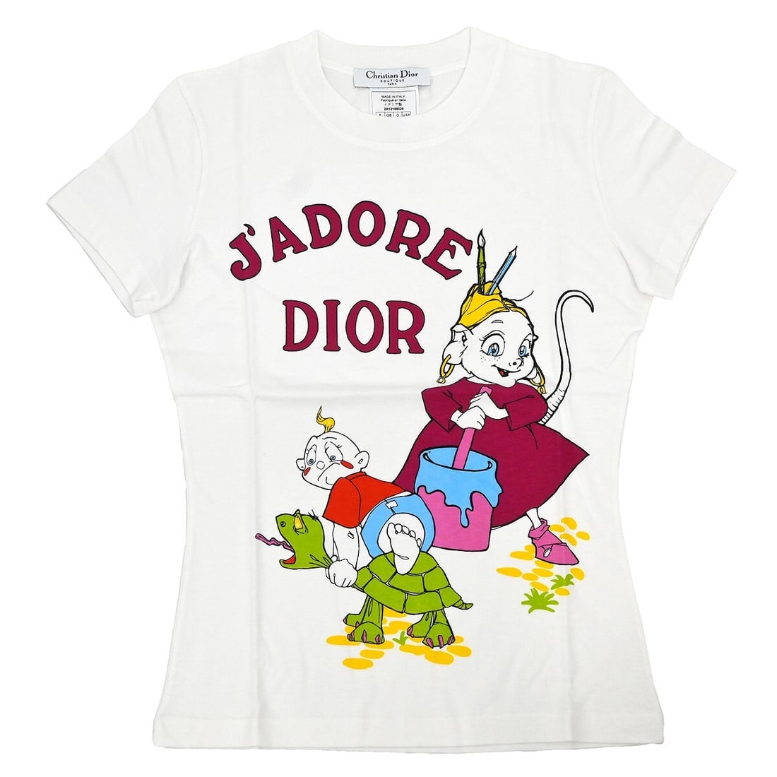 Dior white cotton short sleeve T shirt size 38 with necklace bangle: Dior white cotton short sleeve T shirt size 38 with necklace bangle Christian Dior women's short sleeve T-shirt in white cotton with a round neckline, regular fit, and logo accents. The set includes t