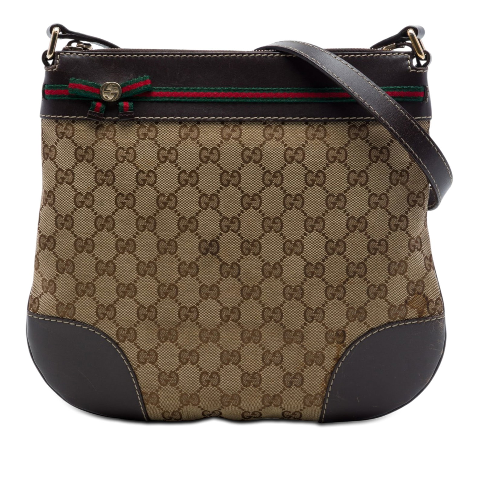 Gucci Mayfair Crossbody Bag GG Canvas Web Beige Italy: Gucci Mayfair Crossbody Bag GG Canvas Web Beige Italy Gucci GG Canvas Web Mayfair Crossbody bag with a canvas body, leather trim, and an adjustable flat leather strap. The design includes ribbon and w