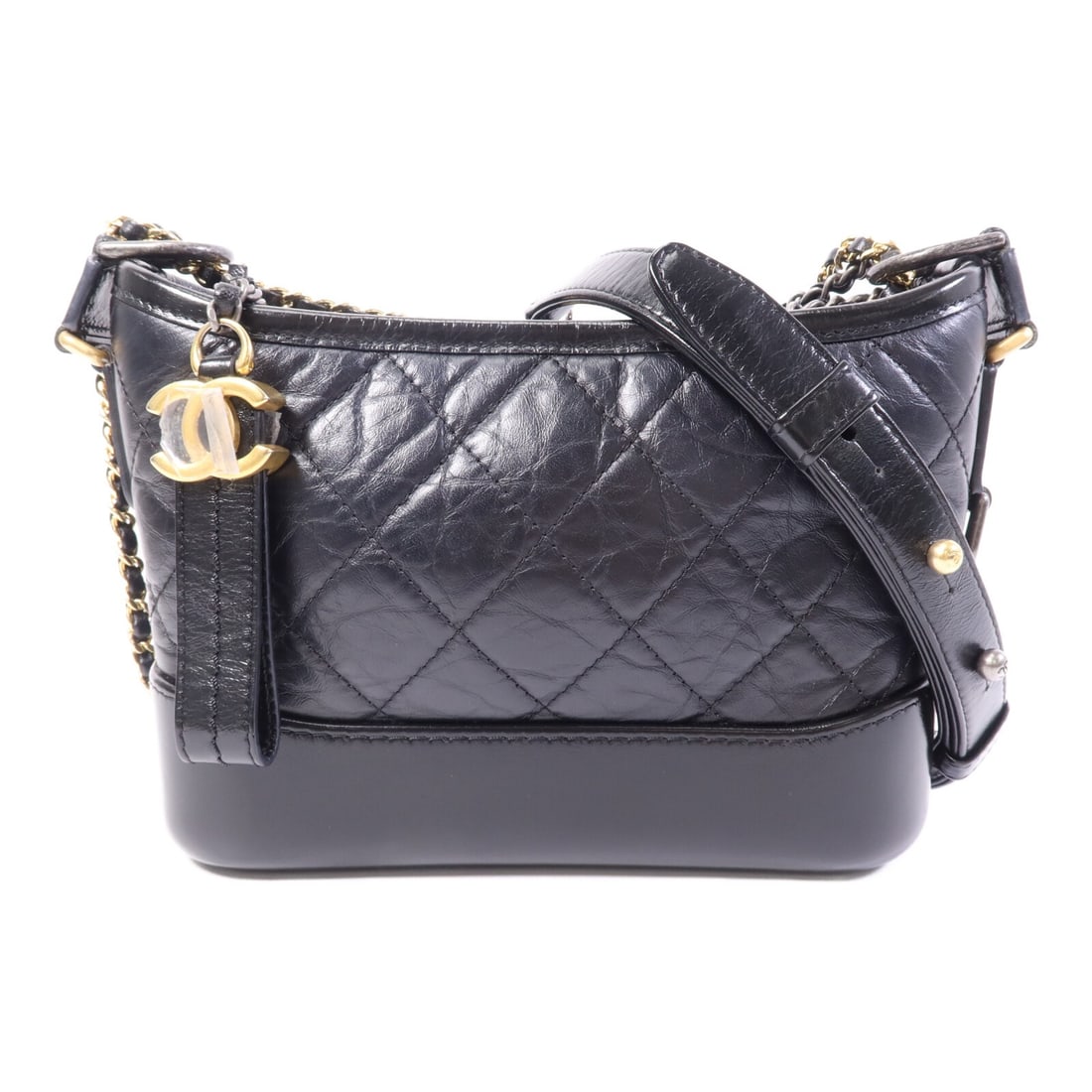 CHANEL Gabrielle A91810 Small Shoulder Bag Black Calfskin: CHANEL Gabrielle A91810 Small Shoulder Bag Black Calfskin CHANEL CC Gabrielle Small Chain Shoulder Bag, model A91810, in black calfskin (cowhide) leather. This women's shoulder bag is made in France, 