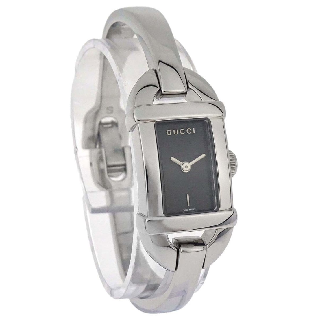 Gucci 6800L Womens Stainless Steel Rectangular Quartz Wristwatch: Gucci 6800L Womens Stainless Steel Rectangular Quartz Wristwatch Gucci 6800L women's wristwatch with a silver stainless steel case and band, white dial, and rectangle case shape. It features a quartz 