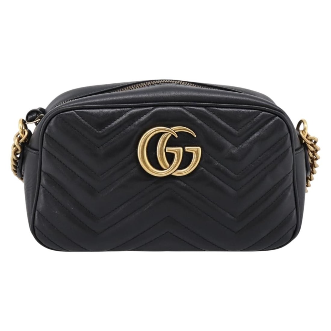 Gucci GG Marmont Monochrome leather shoulder bag black: Gucci GG Marmont Monochrome leather shoulder bag black Gucci GG Marmont Monochrome matelasse leather bag in black. This women's piece is made in Italy and remains in good condition, showing light wear