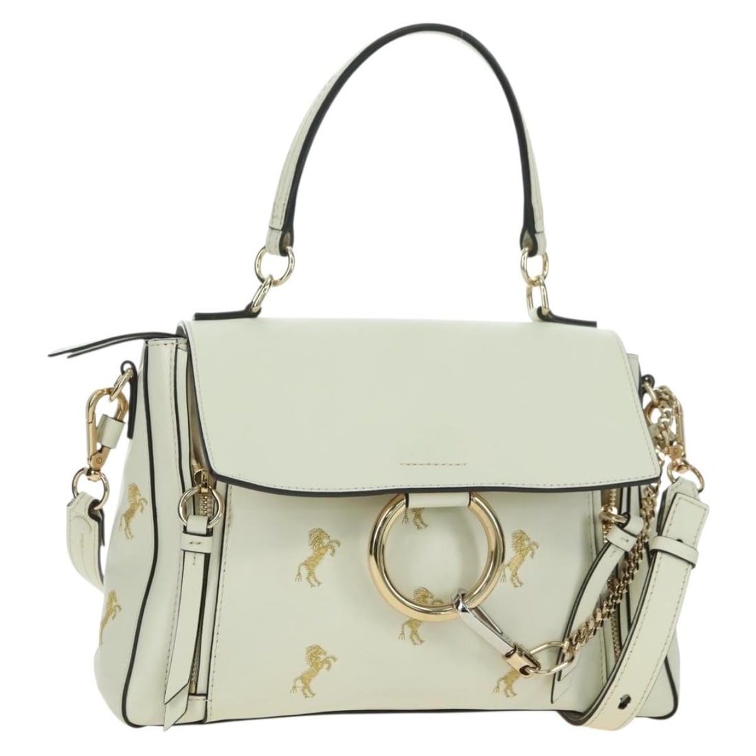 Chloe Fay 2way Leather Handbag White Gold with Strap (1 of 18)