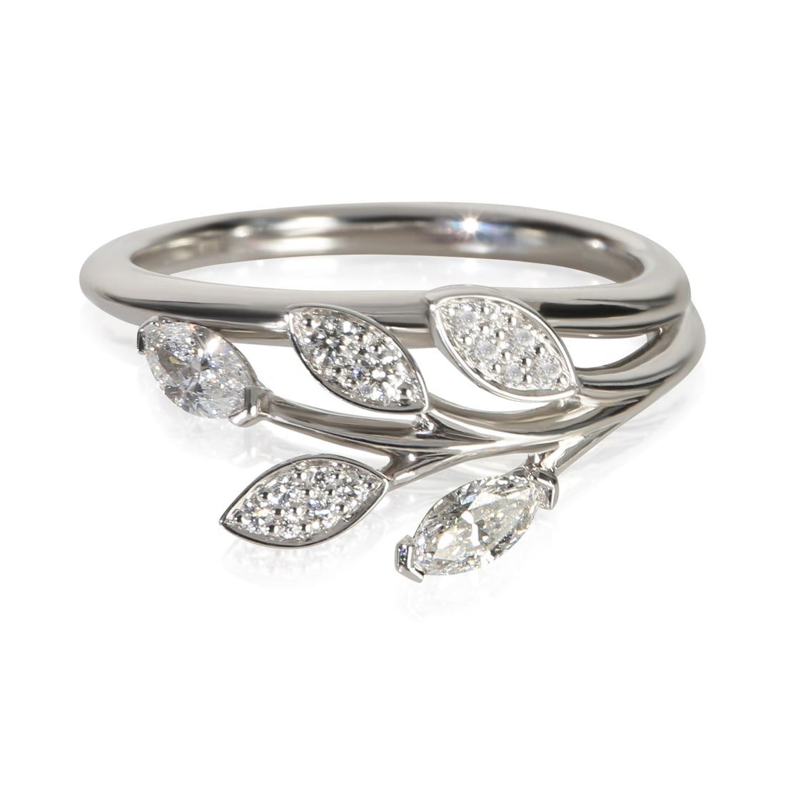 Tiffany & Co. Victoria Vine Platinum Diamond Ring Size 5: Tiffany & Co. Victoria Vine Platinum Diamond Ring Size 5 Pre-owned Tiffany & Co. Victoria Vine ring crafted in platinum and set with mixed-shape diamonds. Includes the original box/packaging. Specific