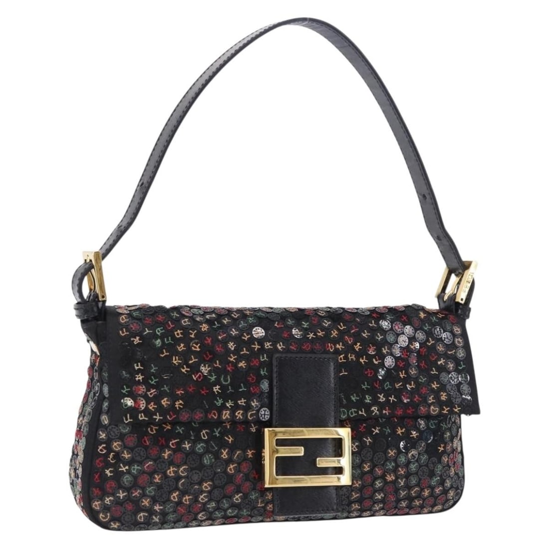 Fendi Mamma Baguette 2way Nylon Shoulder Bag Brown Gold: Fendi Mamma Baguette 2way Nylon Shoulder Bag Brown Gold Fendi Mamma Baguette 2-way shoulder bag in brown and gold nylon with sequin detailing. Made in Italy, this women's bag includes a dust bag and s