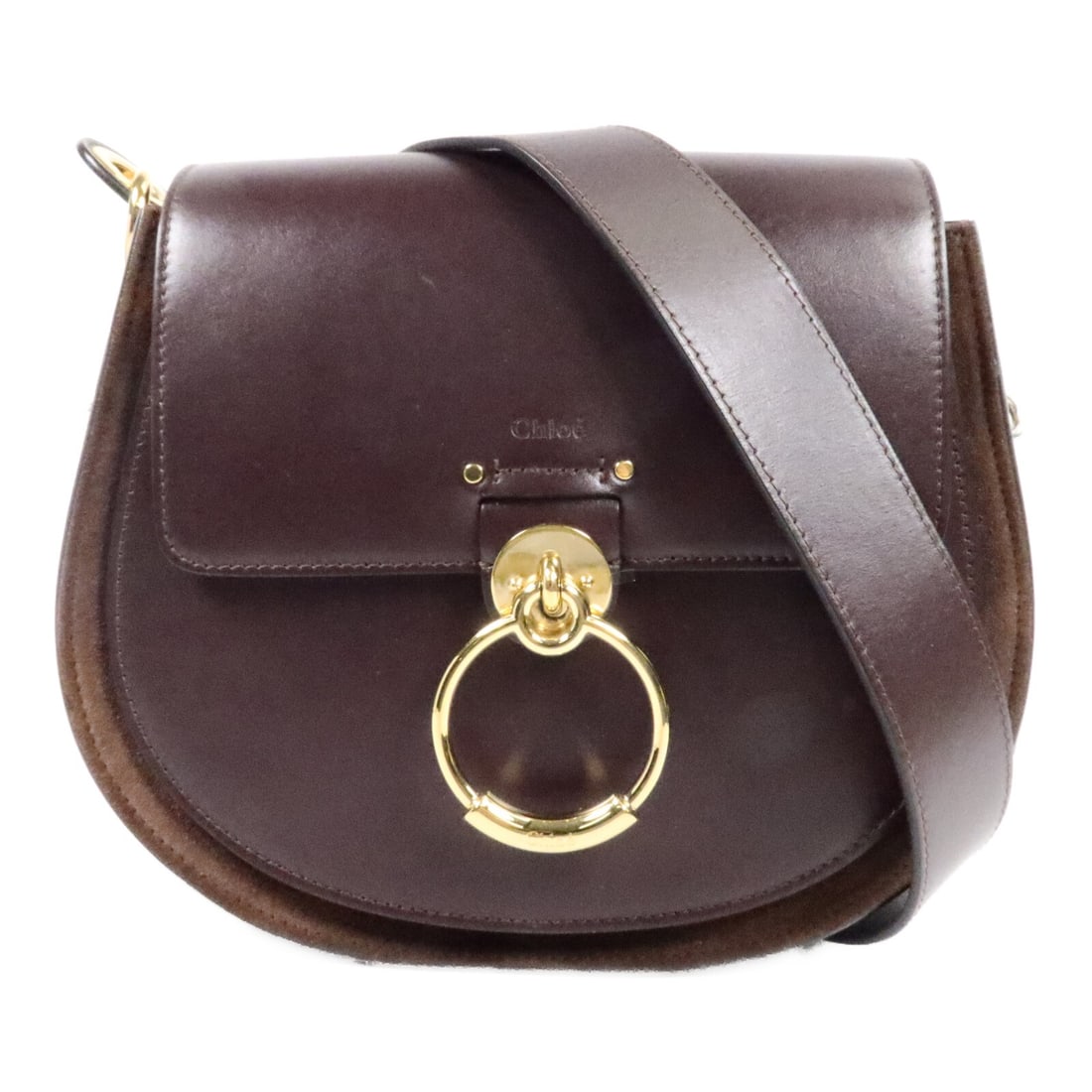 Chloe Tess Womens Shoulder Bag Red Calfskin Suede GHW (1 of 15)