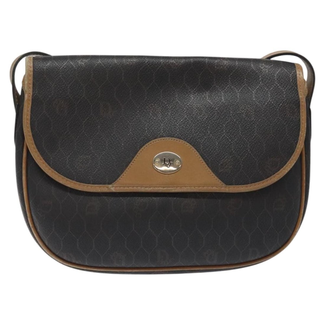 Christian Dior Vintage Honeycomb Flap Canvas Shoulder Bag Black: Christian Dior Vintage Honeycomb Flap Canvas Shoulder Bag Black Vintage Christian Dior Honeycomb Flap shoulder bag in black canvas with a flap-front design. Made in France, this pre-owned piece shows 