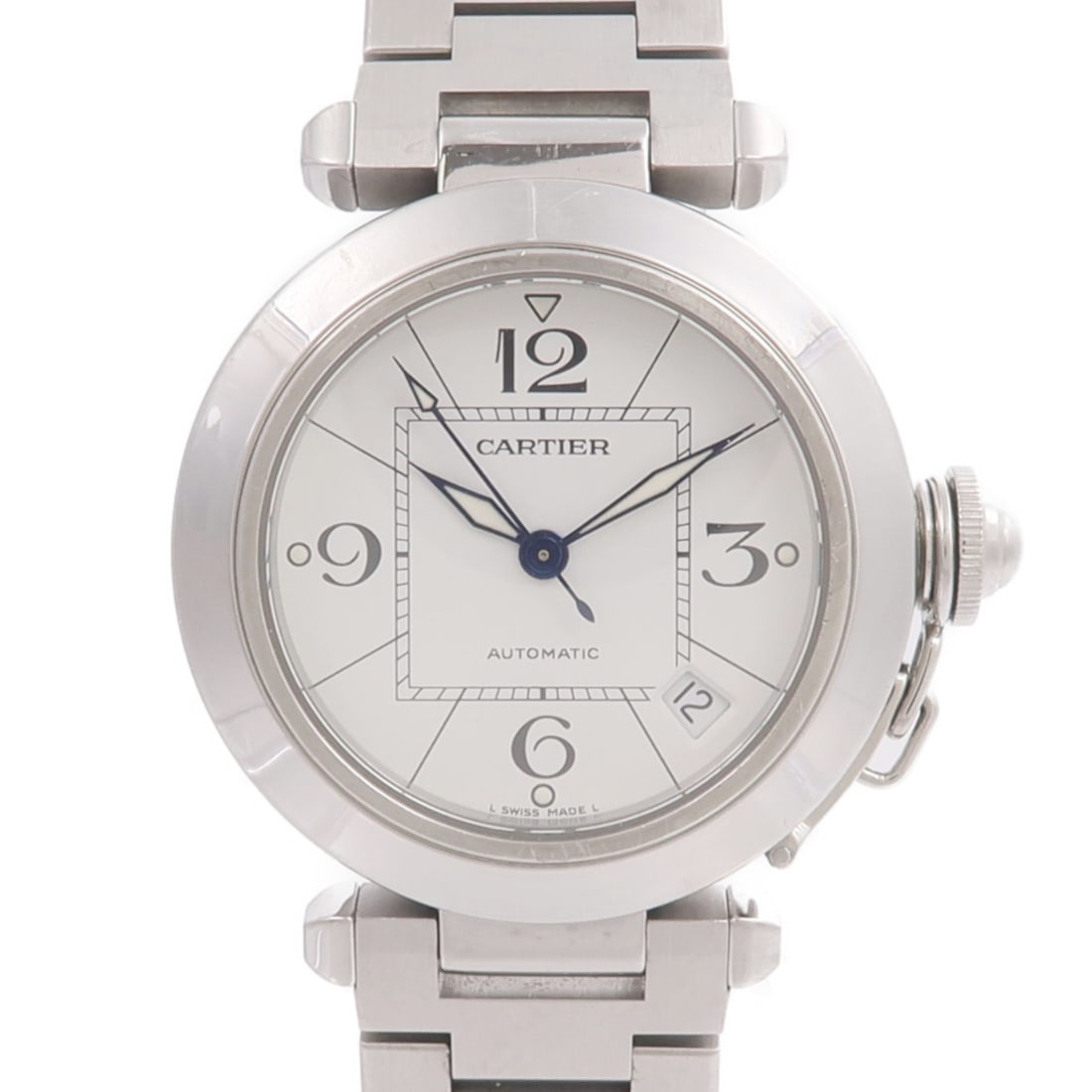 Cartier W31074M7 Pasha C stainless steel automatic wristwatch white (1 of 18)