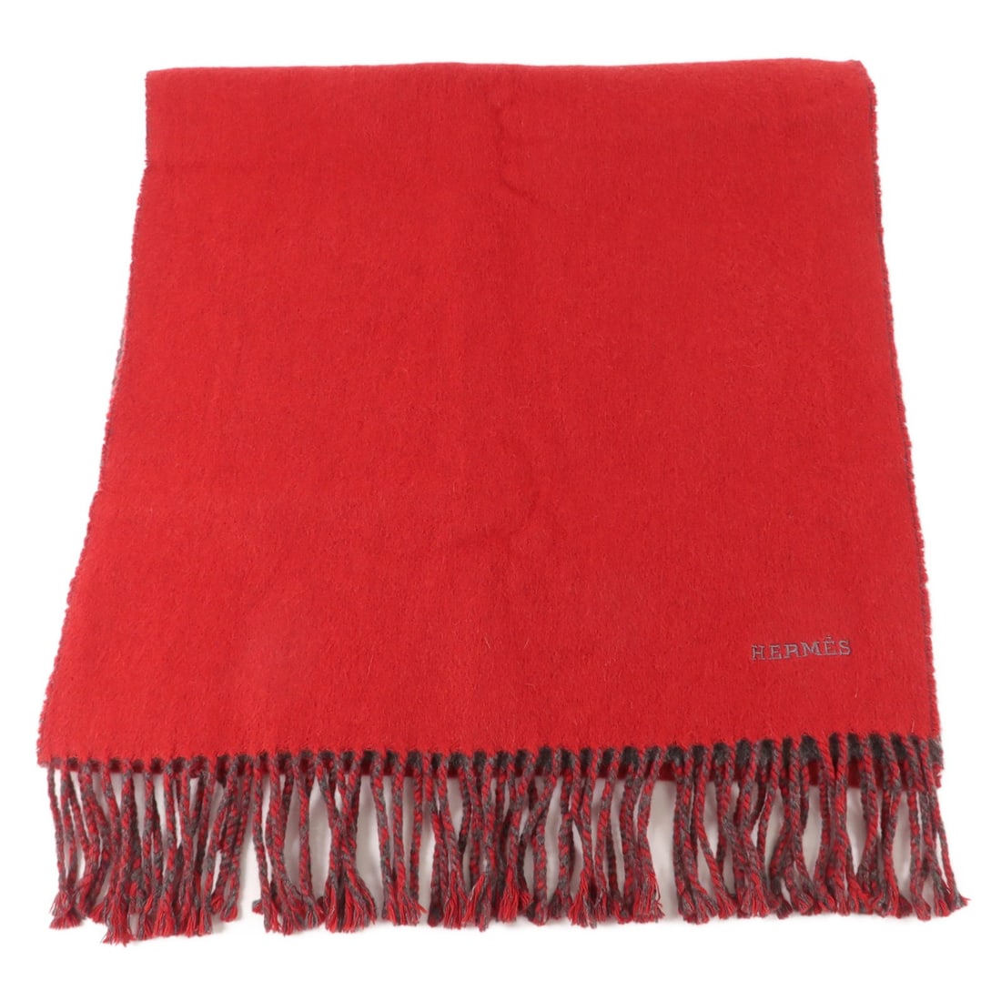 Hermes Wool Scarf in Red and Gray 160cm x 38cm (1 of 8)