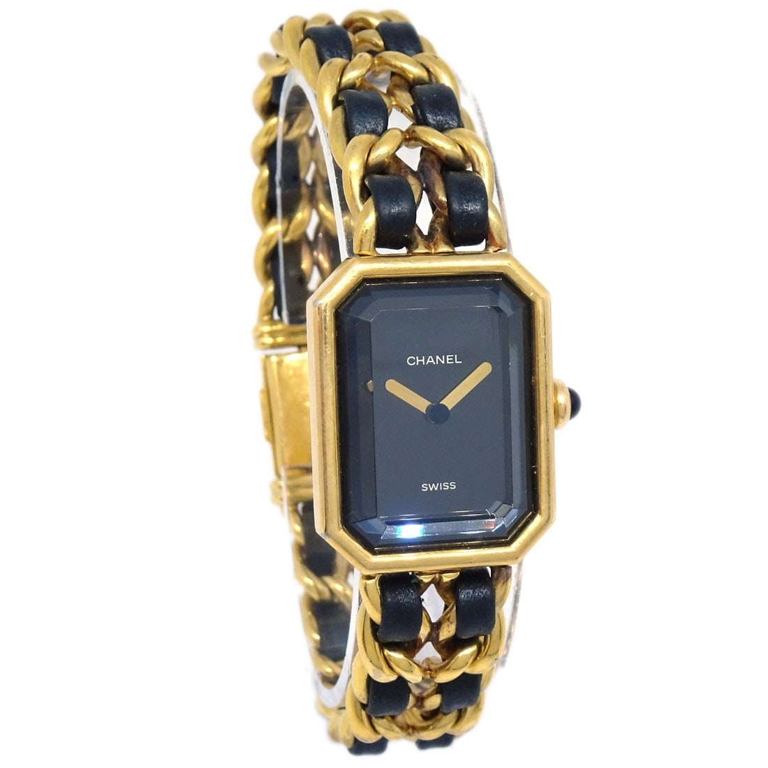 CHANEL Premiere Womens Quartz Wristwatch Gold Plated Black Dial Swiss Made: CHANEL Premiere Womens Quartz Wristwatch Gold Plated Black Dial Swiss Made Chanel Premiere women's wristwatch with a classic dress/formal luxury style. It features a quartz movement, analog display, b