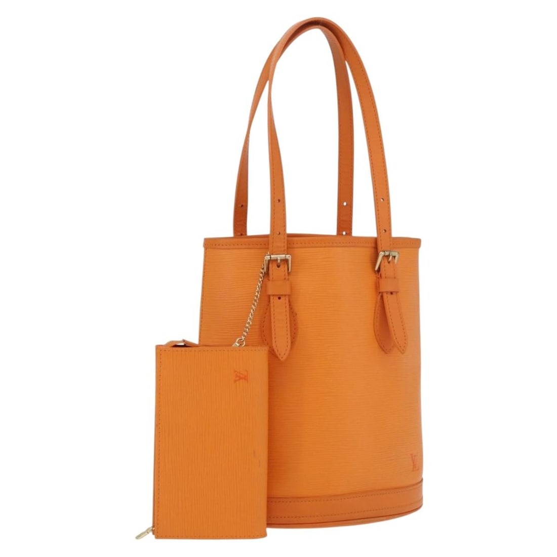 Louis Vuitton M5899H Epi Leather PM Bucket Shoulder Bag Mandarin: Louis Vuitton M5899H Epi Leather PM Bucket Shoulder Bag Mandarin Louis Vuitton Epi Bucket PM shoulder bag in orange mandarin Epi leather. This women's shoulder bag includes a dust bag and pouch. Condi