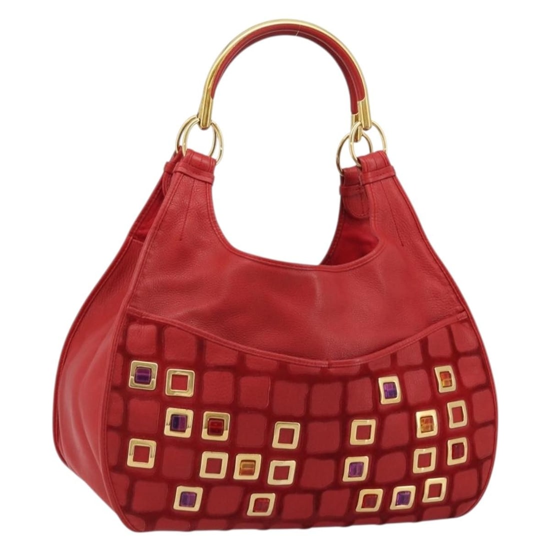 Christian Dior Bijueldo red leather shoulder bag gold tone: Christian Dior Bijueldo red leather shoulder bag gold tone Authentic Christian Dior Bijueldo shoulder bag in red leather with gold-tone accents. Made in Italy, this women's shoulder bag shows reasonab