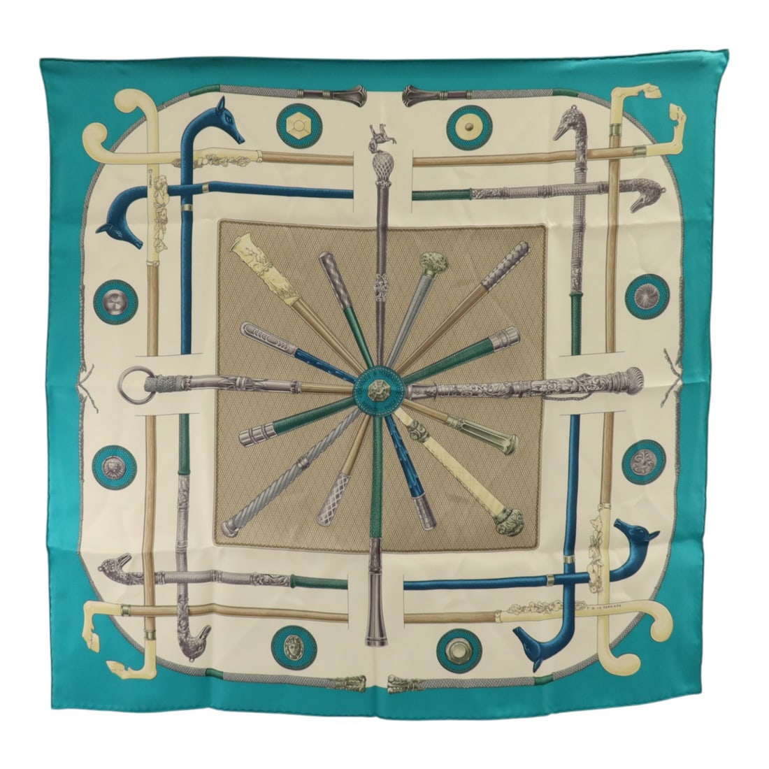 HERMES Silk Scarf 65x65cm White Blue Grey Multicolor: HERMES Silk Scarf 65x65cm White Blue Grey Multicolor Hermes women's silk scarf in a blue, white, grey, and multicolor design. Made in France, this regular-size scarf is presented without accessories a