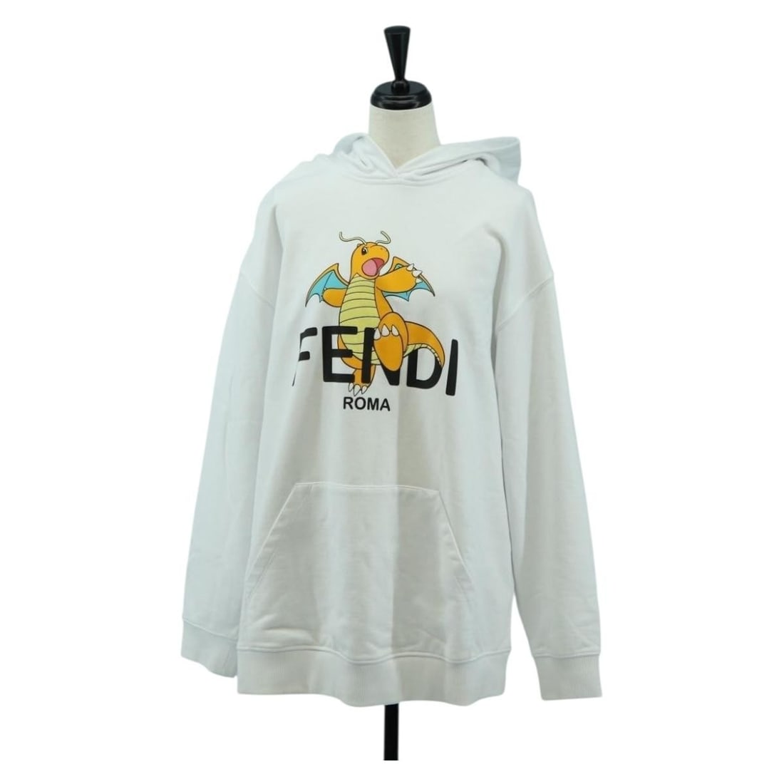 FENDI FRGMT Pokemon Kairyu Cotton Long Sleeve Top XS White: FENDI FRGMT Pokemon Kairyu Cotton Long Sleeve Top XS White FENDI x FRGMT x POKEMON hoodie featuring the Kairyu design in white cotton. This women's XS piece is made in Italy and is offered in excellen