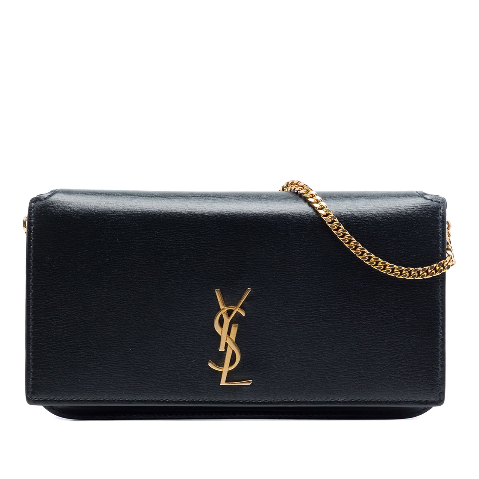 Saint Laurent Cassandre Monogram Phone Holder Smooth Calfskin Black (1 of 6)