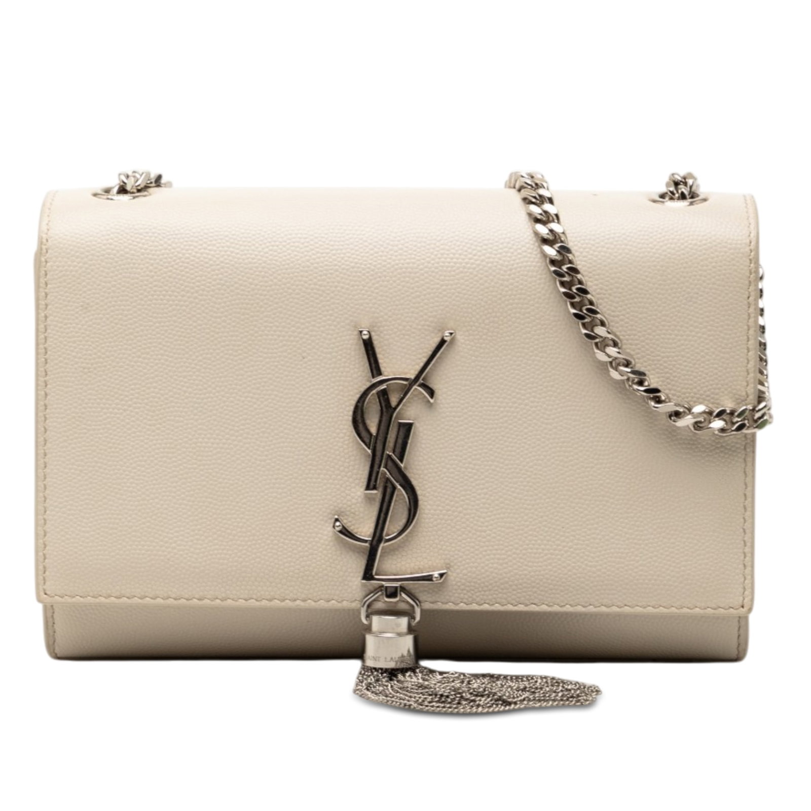 Saint Laurent Kate Tassel Leather Crossbody Bag: Saint Laurent Kate Tassel Leather Crossbody Bag This Saint Laurent Small Grain de Poudre Monogram Kate Tassel Crossbody bag features a brown leather body with a signature tassel detail and a silver-to