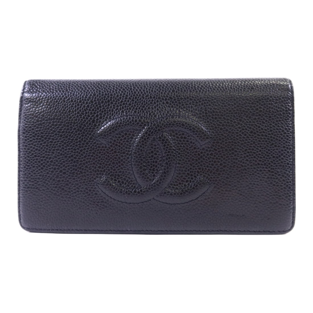 CHANEL CC long bifold wallet black calfskin leather SHW: CHANEL CC long bifold wallet black calfskin leather SHW Long bifold wallet in black calfskin leather with CC SHW detailing. This women's wallet features a structured bifold design with multiple interi