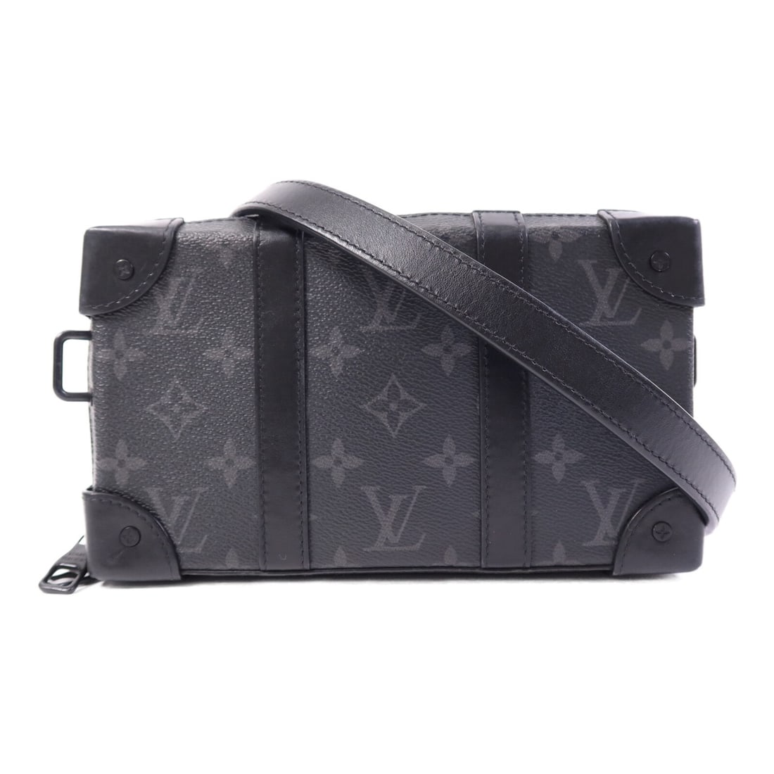 Louis Vuitton M69838 Soft Trunk Wallet Shoulder Bag Monogram Eclipse: Louis Vuitton M69838 Soft Trunk Wallet Shoulder Bag Monogram Eclipse Louis Vuitton LV Soft Trunk Wallet shoulder bag in Monogram Eclipse coated canvas with a black finish. This men's shoulder bag feat