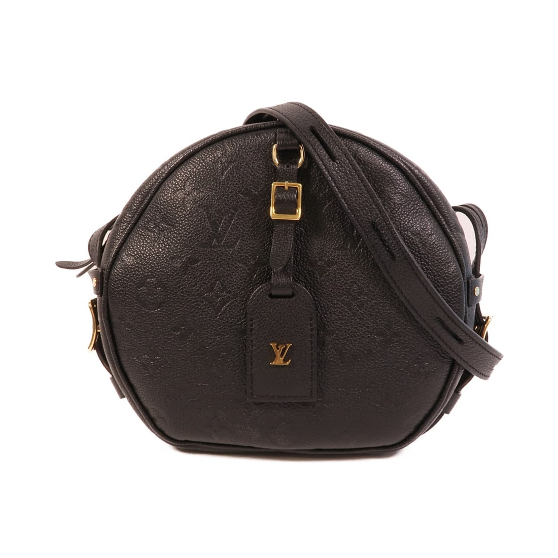 Louis Vuitton Boite Chapeau Souple Monogram Empreinte Shoulder Bag M45649: Louis Vuitton Boite Chapeau Souple Monogram Empreinte Shoulder Bag M45649 A Louis Vuitton Boite Chapeau Souple shoulder bag in BlackxBlack, crafted from Monogram Empreinte and calfskin (cowhide). This