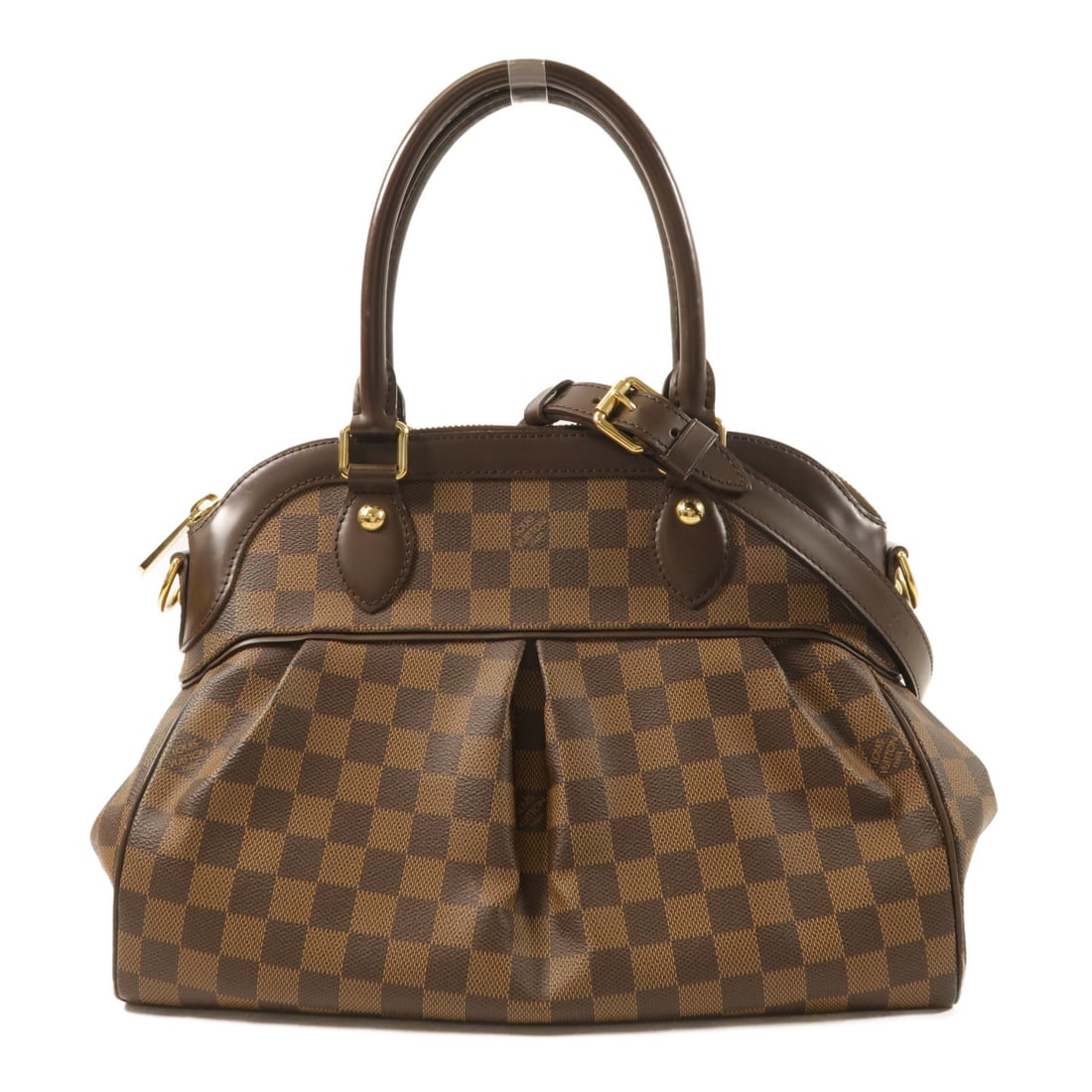 Louis Vuitton Trevi PM N51997 2 Way Shoulder Bag Damier Brown: Louis Vuitton Trevi PM N51997 2 Way Shoulder Bag Damier Brown Louis Vuitton Trevi PM 2 Way Shoulder Bag in brown Damier x PVC coated canvas. This women's regular-size bag is designed for hand carry or