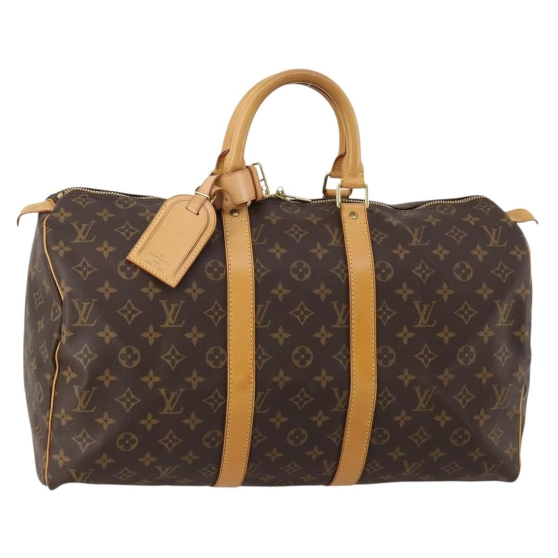 Louis Vuitton M41428 Keepall 45 Monogram Canvas Boston Bag: Louis Vuitton M41428 Keepall 45 Monogram Canvas Boston Bag Louis Vuitton Keepall 45 Boston bag in Monogram canvas, made in France. This women's bag includes a name tag and Powanie. Condition is rated 