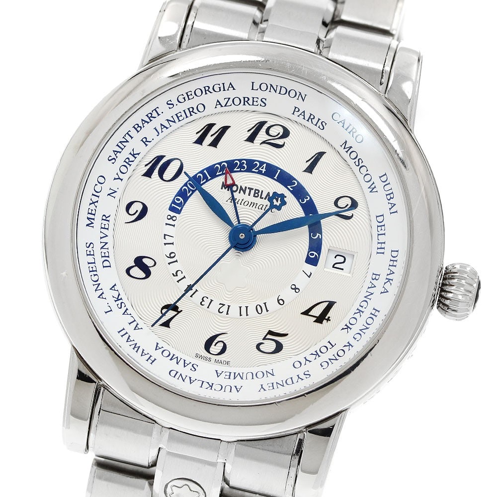 Montblanc Star World Time 7203 automatic stainless steel mens wristwatch (1 of 6)