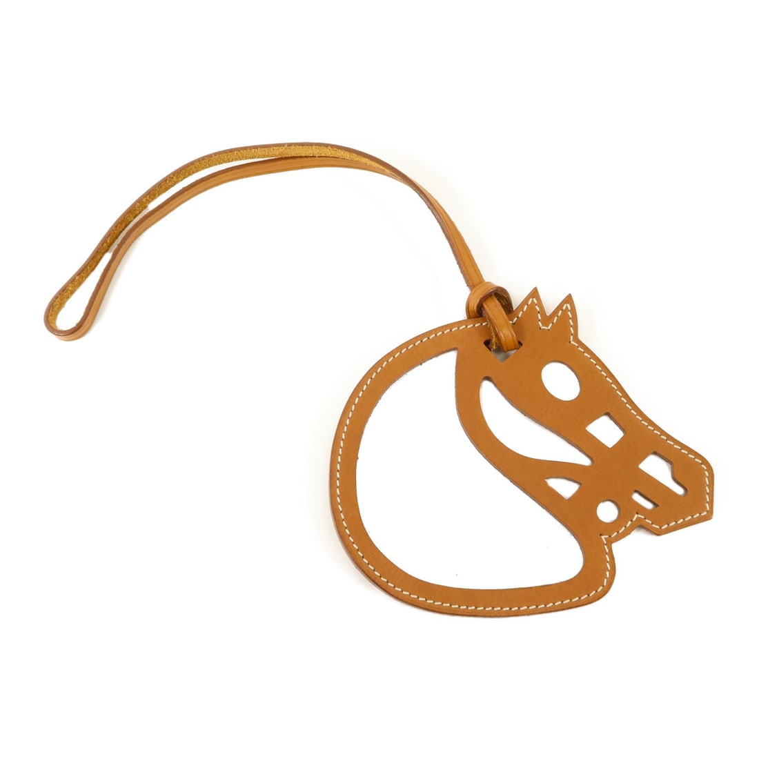 Hermes Paddock Cheval Leather Charm Brown Gold Tone: Hermes Paddock Cheval Leather Charm Brown Gold Tone Hermes Paddock Cheval charm in Swift leather and calfskin (cowhide), presented in gold and brown tones. It is a women's charm made in France and com