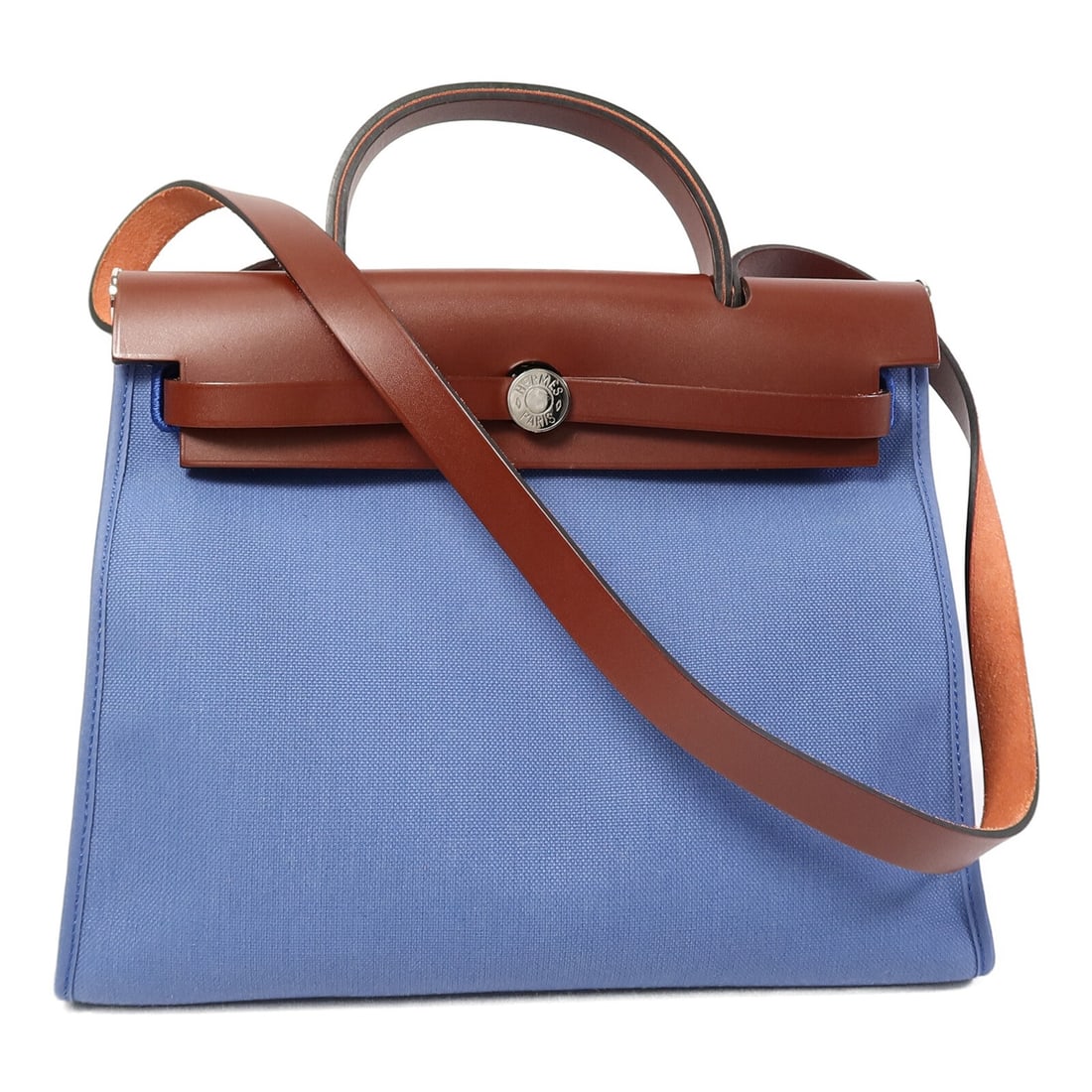 HERMES Herbag PM canvas 2 way shoulder bag Blue Agate Rouge H: HERMES Herbag PM canvas 2 way shoulder bag Blue Agate Rouge H Herbag PM 2-way shoulder bag in canvas with Blue Agate and Rouge H coloring. Made in France, this women's bag includes a handle and should