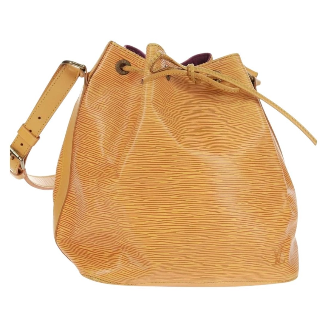 Louis Vuitton Petit Noe Yellow Epi Leather Handbag: Louis Vuitton Petit Noe Yellow Epi Leather Handbag Louis Vuitton Petit Noe handbag crafted from yellow Epi leather designed for women. This handbag features a shoulder strap and metal fittings with vi