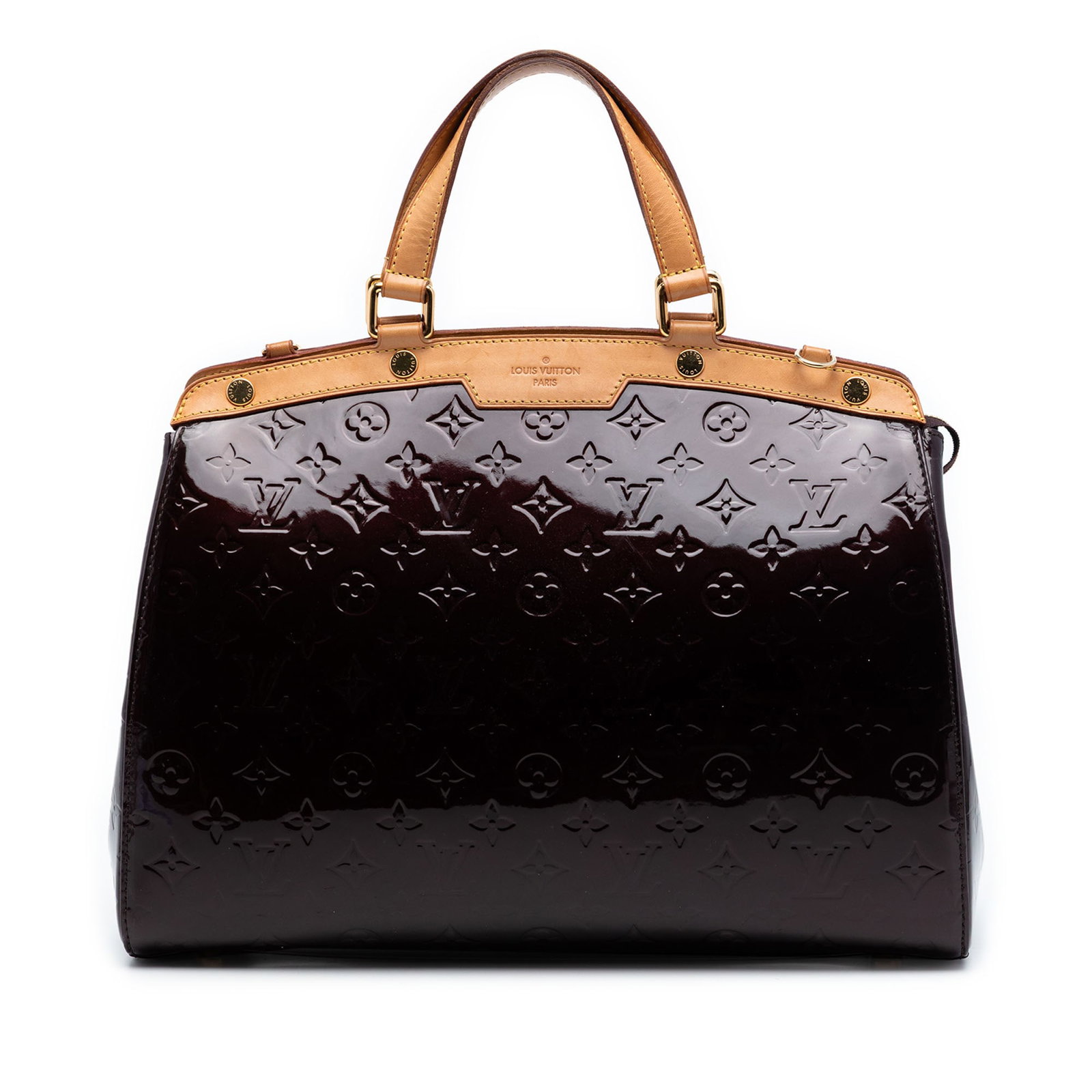 Louis Vuitton Brea GM Monogram Vernis Purple Leather Handbag: Louis Vuitton Brea GM Monogram Vernis Purple Leather Handbag Louis Vuitton Monogram Vernis Brea GM bag in purple, made in France. It features a vernis leather body, flat vachetta leather handles, a to