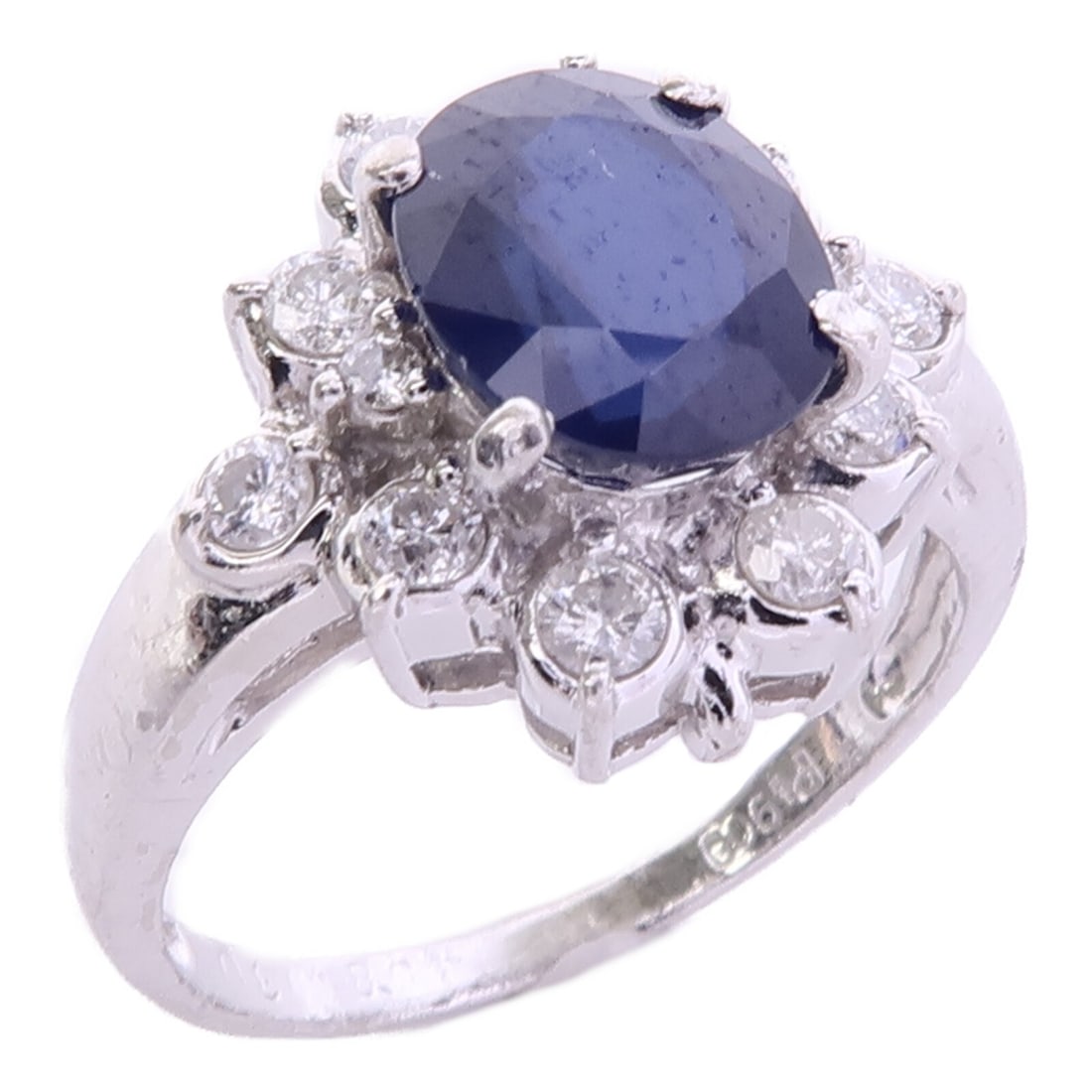 Pt900 Platinum Sapphire Diamond Ring US 8 1.58ct 0.3ct (1 of 10)
