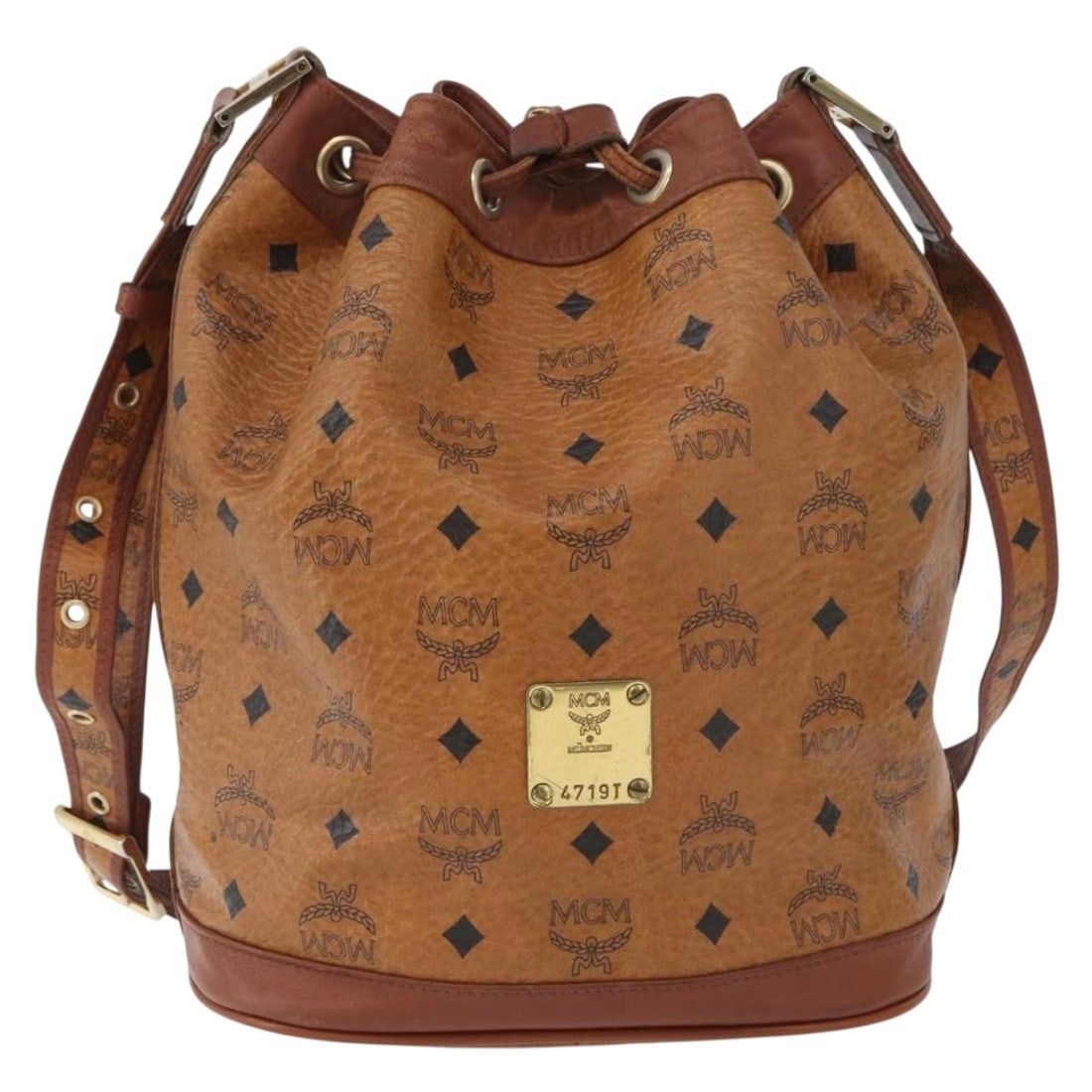 MCM Visetos Brown Canvas Shoulder Bag with Leather Accents (1 of 18)
