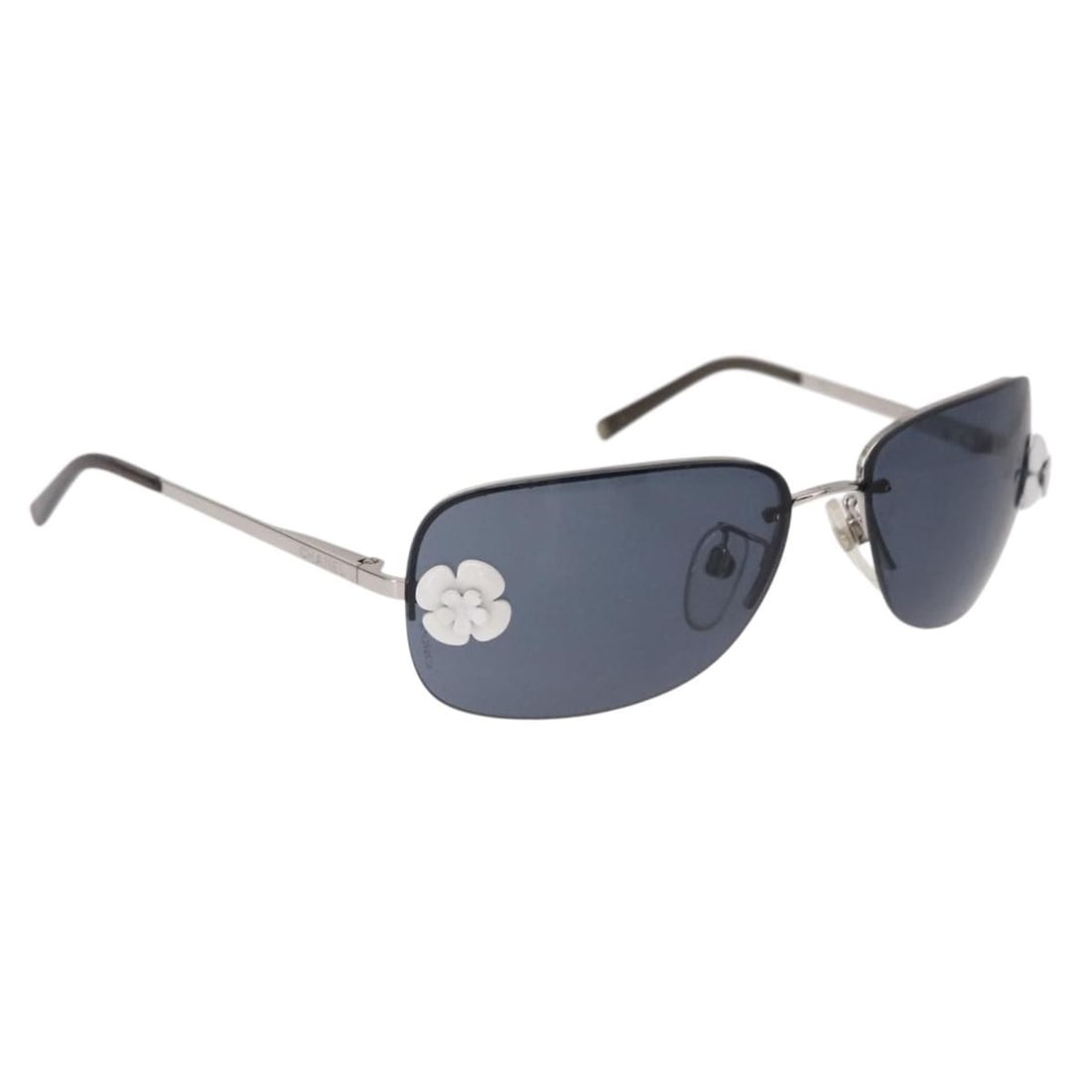 CHANEL Camelia Metal Sunglasses Light Blue Silver with Case Box (1 of 16)