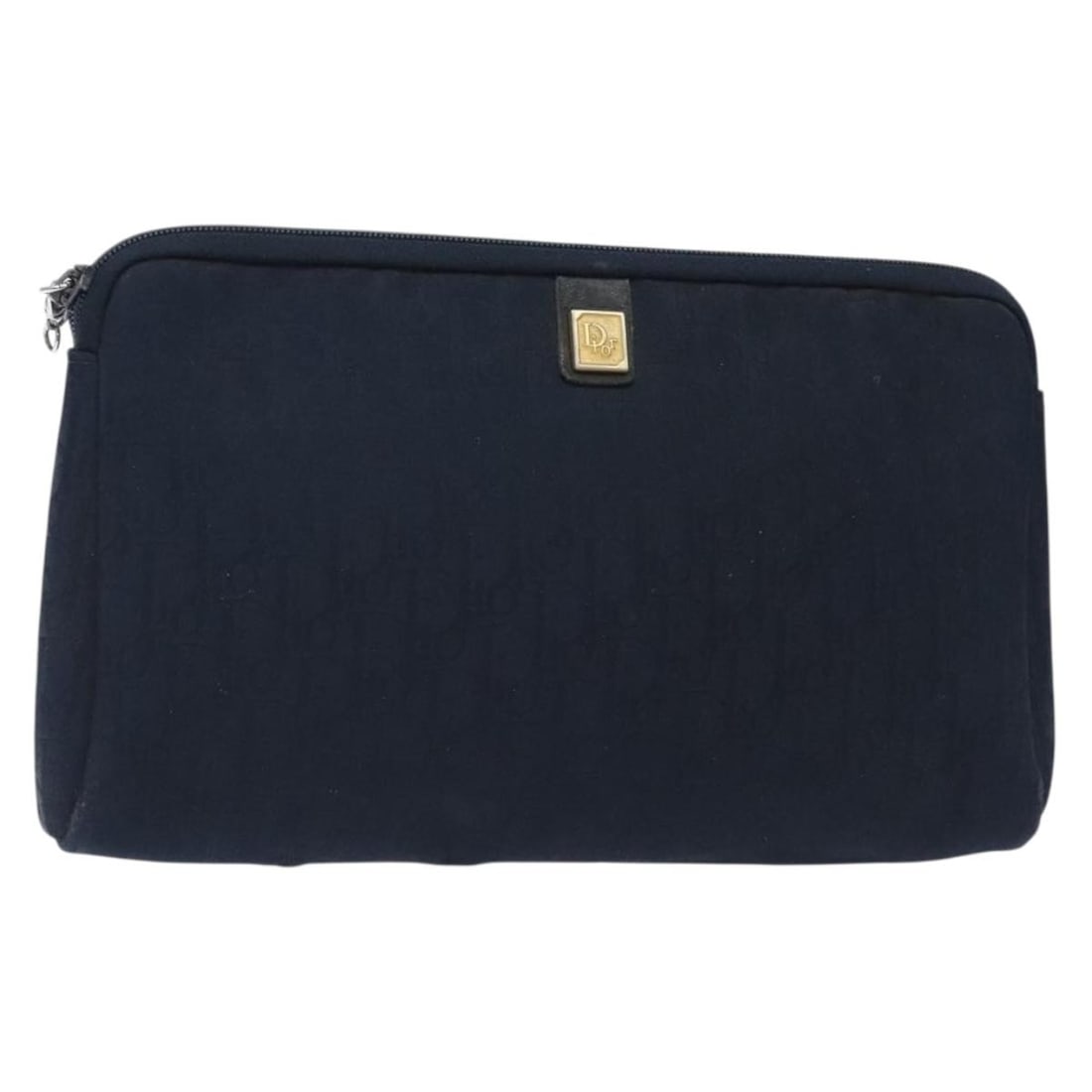Dior Vintage Diorissimo Canvas Trotter Pouch in Navy: Dior Vintage Diorissimo Canvas Trotter Pouch in Navy This Christian Dior Vintage Trotter Pouch features the iconic Diorissimo canvas in navy, designed for female use. It shows signs of wear, including