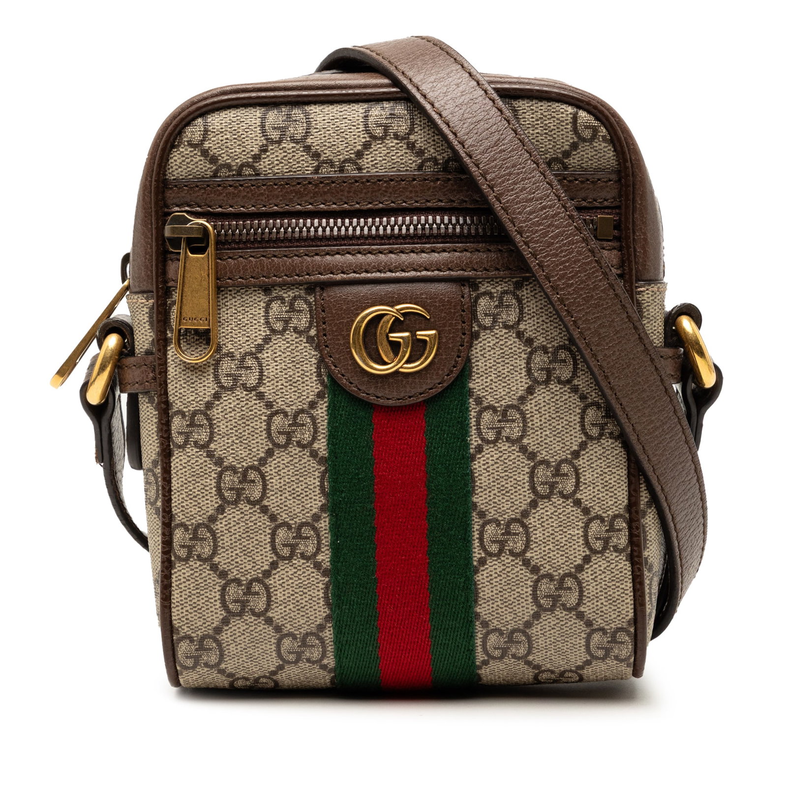 Gucci Ophidia Mini Crossbody Bag GG Supreme Web Beige: Gucci Ophidia Mini Crossbody Bag GG Supreme Web Beige Gucci Ophidia crossbody bag in beige coated canvas with leather trim and the signature GG Supreme design. This compact bag features a flat leather